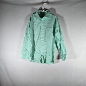 Boy's George Long Sleeve Button Down Shirt Light Blue Geeen Color Size 10/12